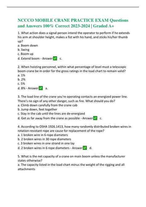 Nccco Load Chart Practice Questions