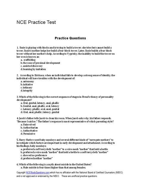 Nce Practice Test Download Free PDF Type I And Type Ii Errors