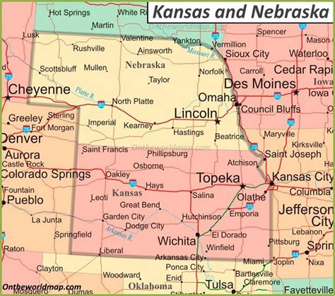 Kansas is bordered by Nebraska in the north, Missouri in the east, Oklahoma in the south, and Colorado in the west. The state is known for its vast plains, but it isn’t all flatlands. Gentle hills with pastures and forests can be found in the northeast. This area is called the Dissected Till Plains.. 
