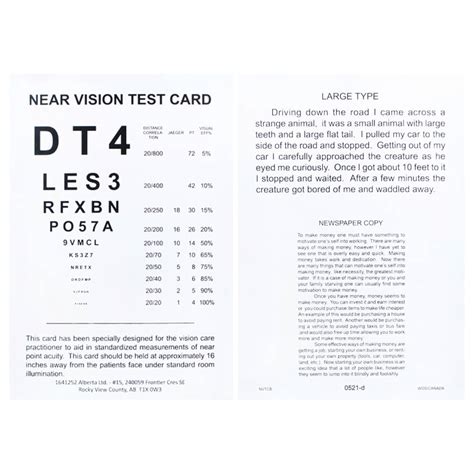 Near Vision Test Chart