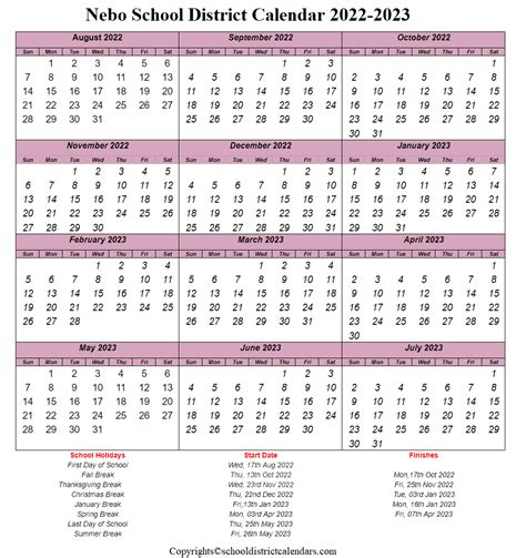 Nebo Calendar 2022 23