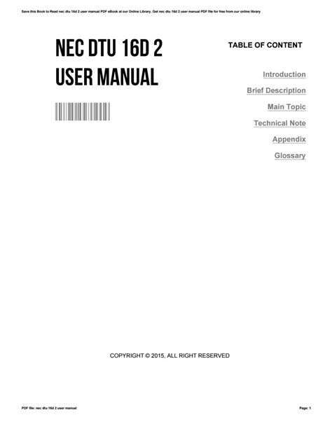 Nec dtu 16d 2 bk user manual. - The definitive guide to it service metrics thought leadership series.