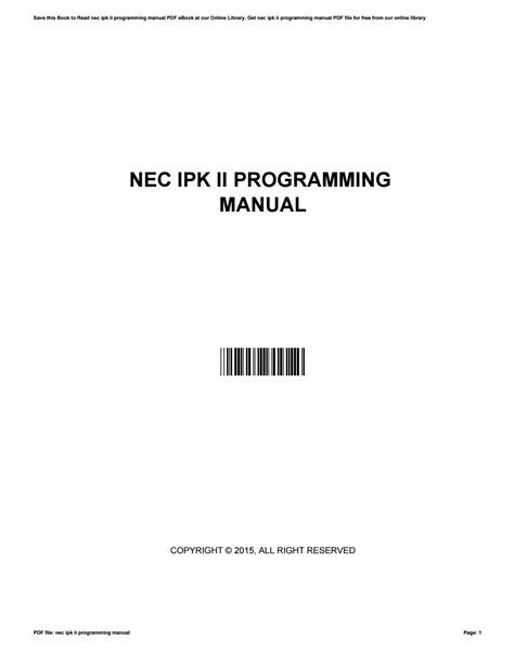 Nec ipk ii manuale di programmazione. - M 391 2010 open ranger rv manual.