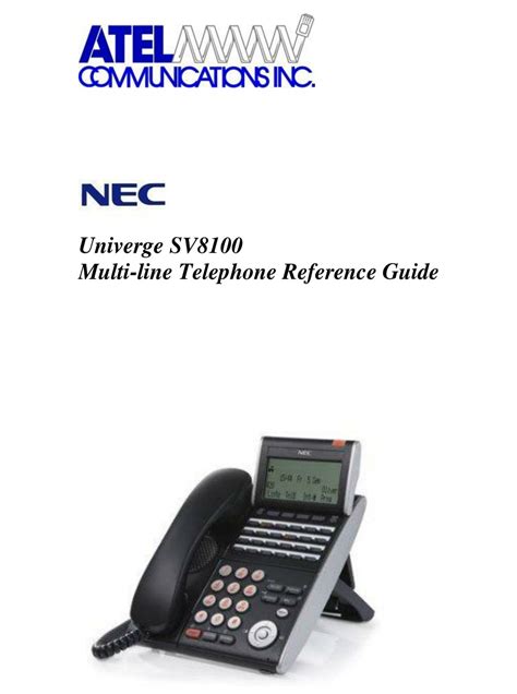 Nec univerge sv8100 voice mail reference guide. - Manual de usuario ford escape 2008.