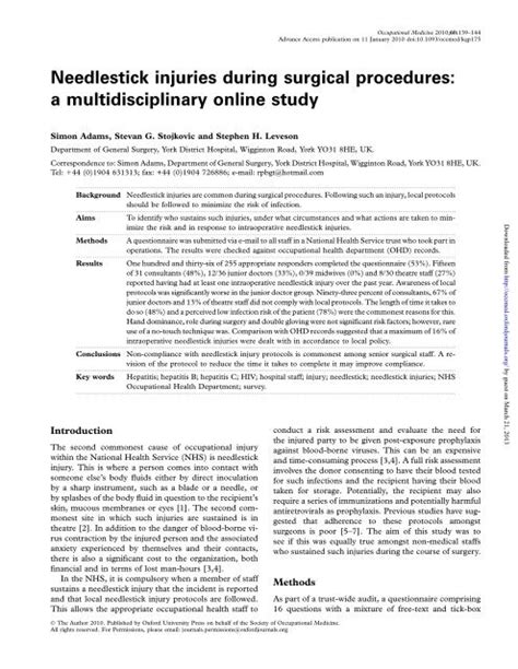 Needlestick injuries during surgical procedures: a …