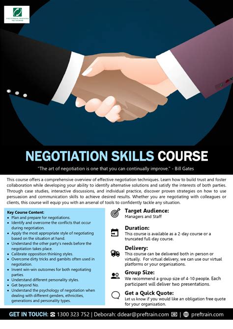 Negotiation training companies.  The course will also cover communication ski...