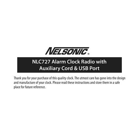 Nelsonic Alarm Clock User Manual