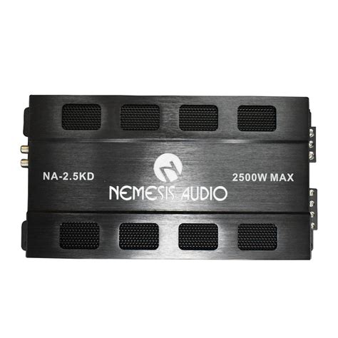 Nemesis audio. BRAND NEW NEMESIS AUDIO NA-2KM 2000 Watts Max Power 1-Channel / Monoblock Car Audio Amplifier Key Features:. RMS / MAX @ 4Ohm: 400W/800W; RMS / MAX @ 2Ohm: 600W/1200W; RMS / MAX @ 1Ohm: 1000W/ 2000W; Input Level – 0.2V – 5V; Frequency Response: 8Hz – 180Hz 