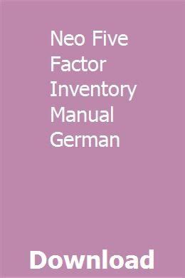 Neo five factor inventory manual german. - Mazda protege 2000 2004 workshop service repair manual.