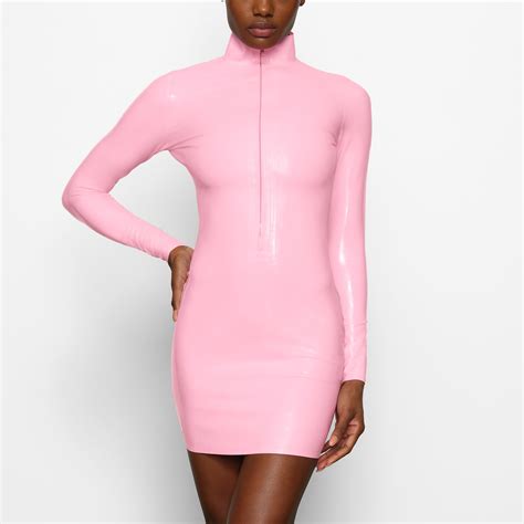 Neon blush PINK latex SKIMS DRESS SOLD OUT SEXY LONG …