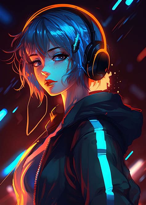 Neon style anime girl AsianRyoko Illustrations ART street