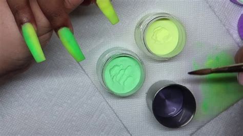 Neon yellow and green ombre nails acrylic nail tutorial