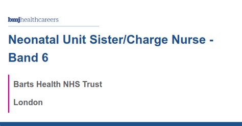 Neonatal Unit Sister/Charge Nurse - Band 6 in London - Nurses.co.uk