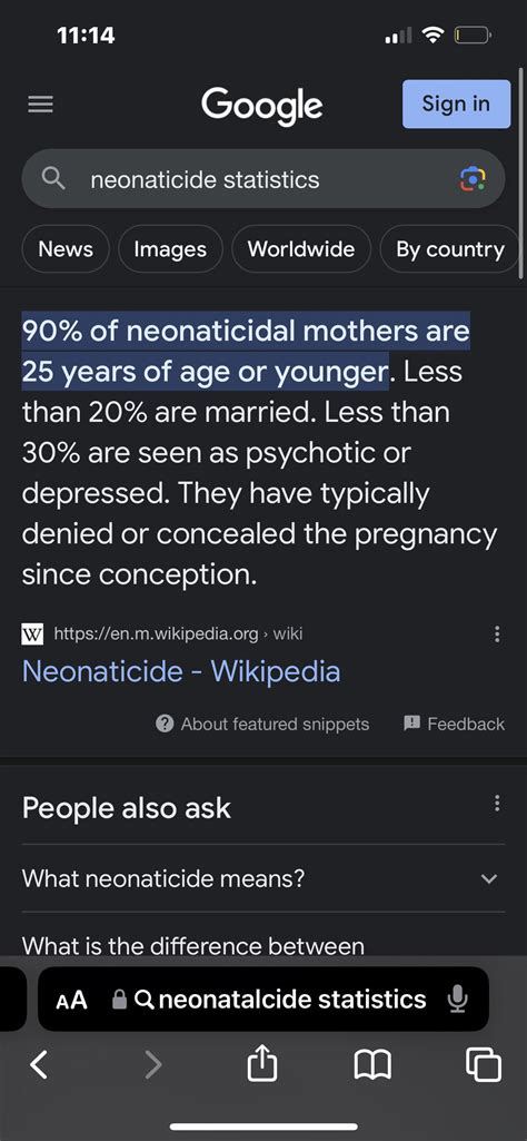 Neonaticide statistics.  This finding is particularly true for neonaticide...