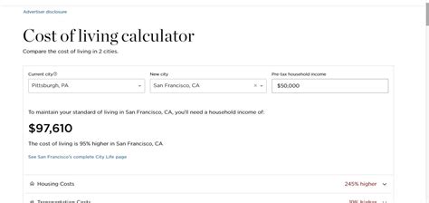 Our Cost of Living Calculator lets you compare the cost of living between two cities. See what you will need to make to keep your current standard of living. Products. Software..... 