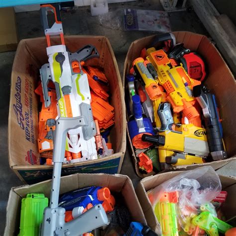 Nerf lot. NERF Gun Lot CROSSBOW 2 Ammo Holder 17 Bullets Green Blue Orange Works. Pre-Owned. $79.99. or Best Offer. +$5.85 shipping. Free returns. 