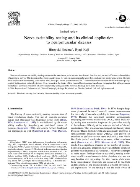 Nerve excitability testing and its clinical application to ...