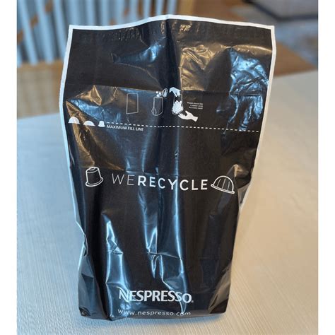 Nespresso recycling bag. I live in NY and use the Recycling bags all the time. It reduces my guilt significantly - especially after Nespresso once sent me a peeler 'made from nespresso pods.' I use the original pods, and have gone through at least 30 boxes of coffee over the … 