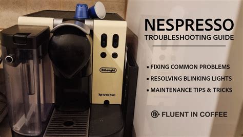 Nespresso troubleshooting. Learn how to fix common issues with your Nespresso machine, such as leaking, no coffee, watery brew, and more. This guide covers the possible … 
