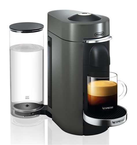 Nespresso vertuo plus deluxe. I got the: Nespresso by De'Longhi Vertuo Plus Deluxe Coffee & Espresso Maker with Aerocinno Frother From Macys with a sale price in Oct 2021. Works great. My secret is using purified water (i refill my water cooler 5 gallon jugs from a pure water refills shop). Using that instead of tap greatly reduces the need for descaling the machine. 