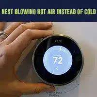 Nest blowing hot air instead of cold. Try Soft Resetting Your Thermostat. Resetting your thermostat should fix up most of the problems. This includes having a thermostat that isn’t sending a signal to your heater. Here’s how to do it: Push the Nest thermostat ring for 10 seconds. Wait until the ring stops lighting up. Wait 10 seconds. 