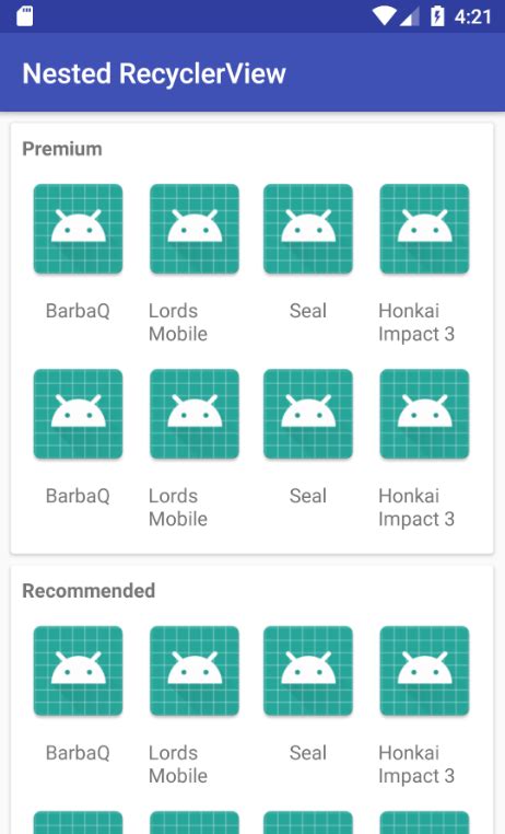 Nested recyclerview android github.  Here nested stands for a list which conta...