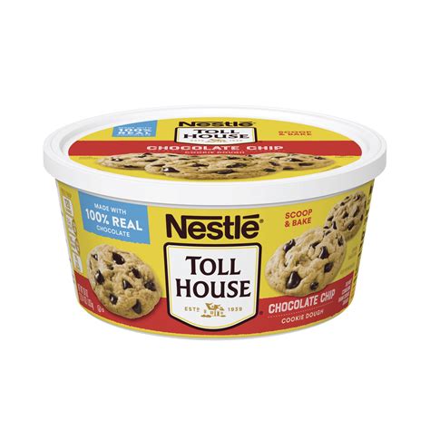 Nestle cookie dough. Description. Nestle Toll House Chocolate Chip Cookie Dough makes classic chocolate chip cookies in minutes for a treat the whole family will enjoy. This cookie ... 