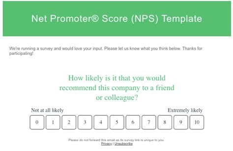Net Promoter Score Questionnaire and Template SurveyMonkey Survey