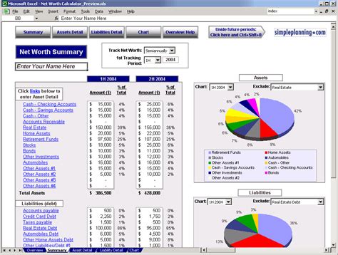 Net Worth Calculator » The Spreadsheet Page