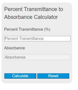 Net absorbance calculator.  Perfect for spectroscopy and biochemistry applications.  A highe...