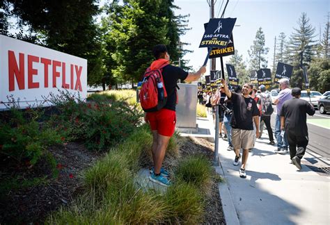 Netflix’s Los Gatos headquarters swarmed with protesters amid film and TV strikes