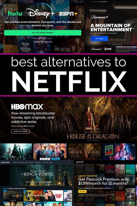 Netflix alternative. 10. Sling TV. Last but not the least Netflix alternatives on the list is Sling TV, with its streaming television service. It works as a cable TV and has a list of most popular channels including Disney, CNBC, CNN, ESPN, Food Network, Cartoon Network and much more. 