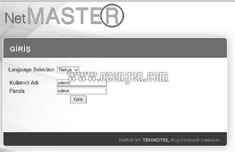 Netmaster uydunet şifre