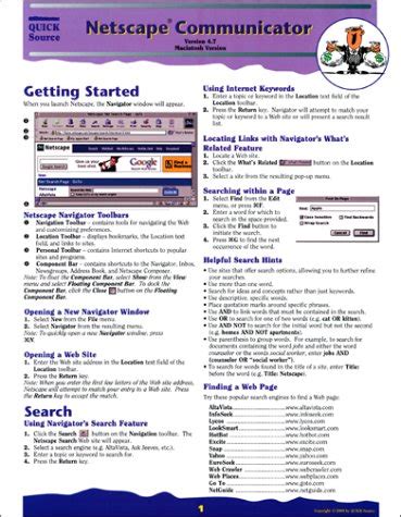 Netscape communicator 4 7 quick source reference guide. - Repair manual for aquavac pool cleaner.