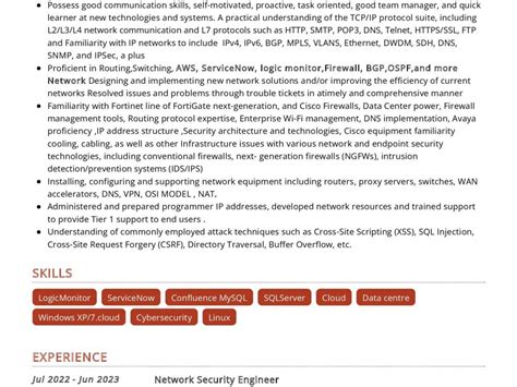 Network Security Engineer Resume Samples and Templates VisualCV