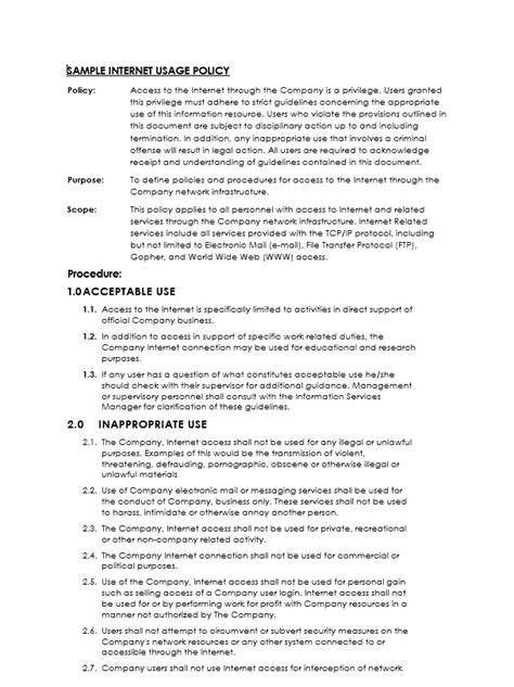 Network Security Policy Example