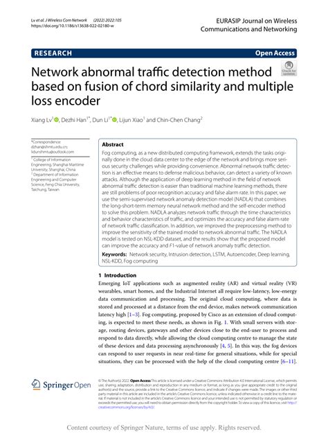 Network abnormal traffic detection method based on fusion of …