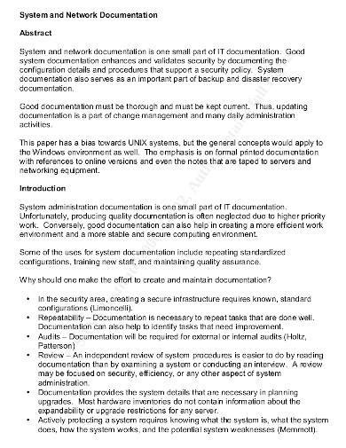 Network documentation sample pdf.  It is essential for everyone involved in the ...