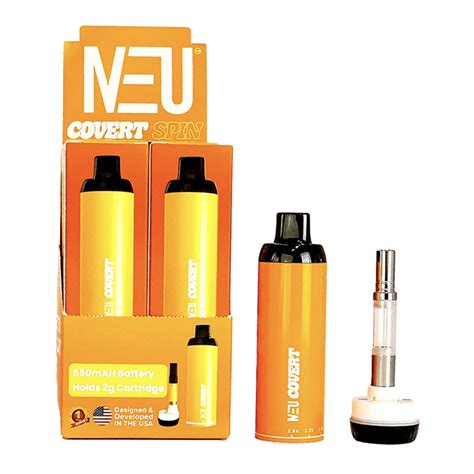 The Neu Covert PUSH is a Rechargeable Battery with a capacity of 650 mAh and fits most 510 Threaded Cartridges. It is designed to fit Standard oil tanks and has wattage and voltage settings that may be adjusted. The battery also features a sleek and compact design for easy portability. Features: Fits most 510 threaded carts up to 2g (not included). 