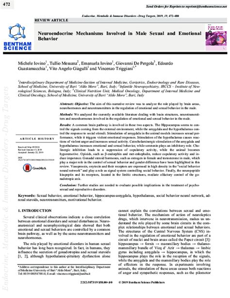 Neuroendocrine Mechanisms Involved in Male Sexual and