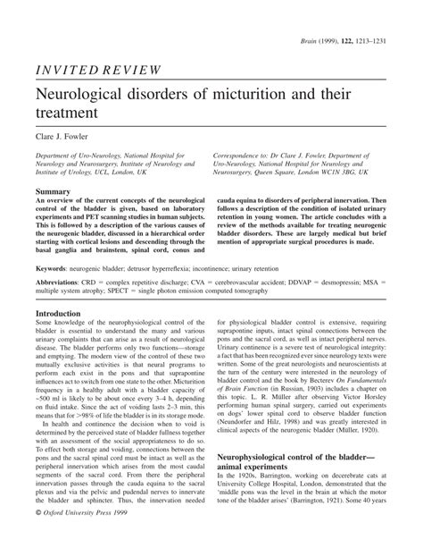 Neurological disorders of micturition and their treatment …