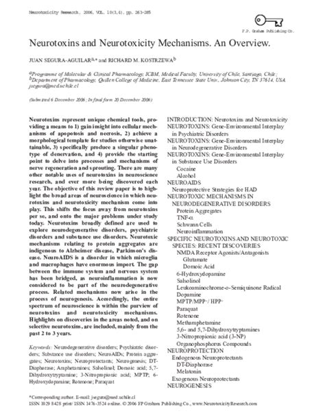 Neurotoxins and neurotoxicity mechanisms. An overview