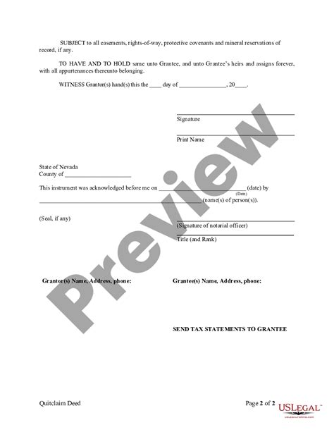 Nevada Quit Claim Deed Form Deed Forms Deed Forms