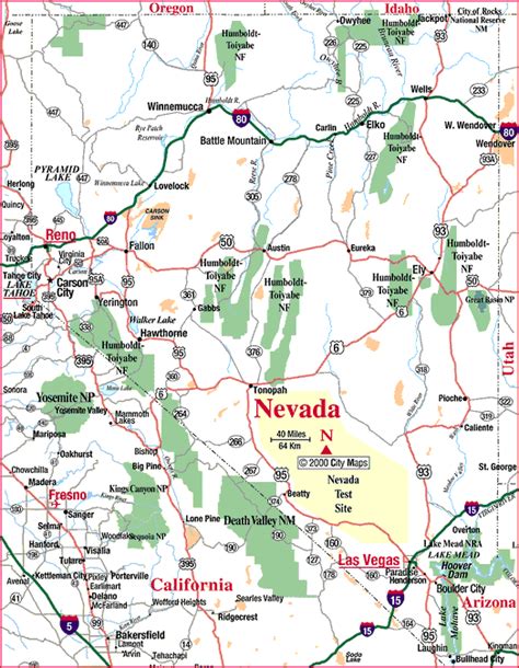 Nevada Tourist Attractions in the Map Map Of Nevada State Printable