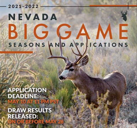 Nevada big game draw results. Big Game Main Draw. Big Game Second Draw. Application Period Opens. 3/20/2023. 6/5/2023. Application Period Deadline. 5/10/2023. 6/12/2023. Initial Draw Results Released. 5/19/2023. 6/23/2023 
