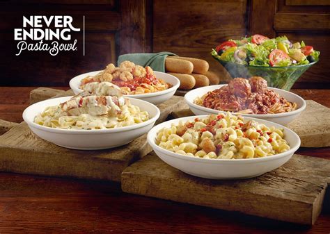 Never ending pasta bowl olive garden. starting at $11.99. Limited time only. Dine-in only. Prices may vary in AK, CA, Times Square and Canada. Enjoy all the helpings you want of all the classics. you love. Try one classic dish and then mix it up. on a refill. And, as always, start with all the soup. 