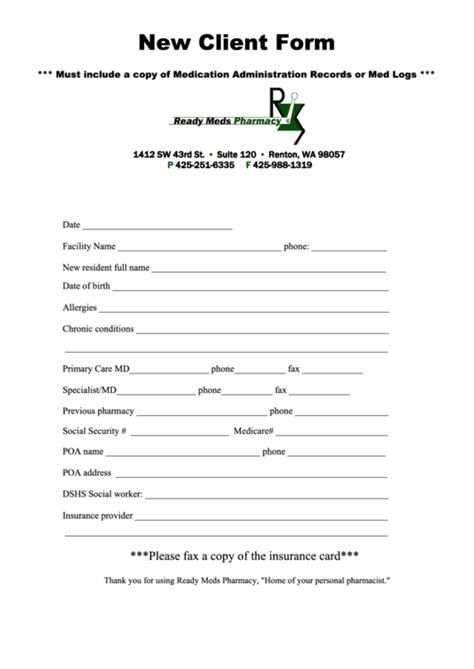 New Client Forms