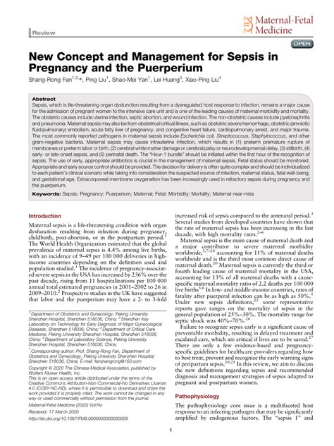 New Concept and Management for Sepsis in Pregnancy …