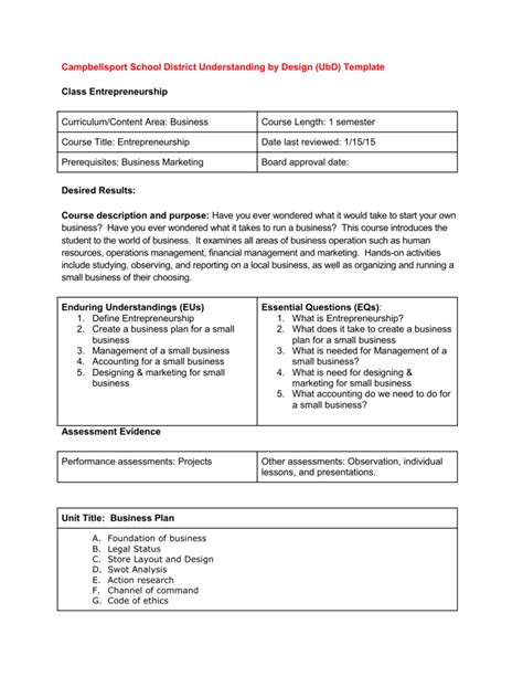 New Course Proposal Form Blank UbD Template