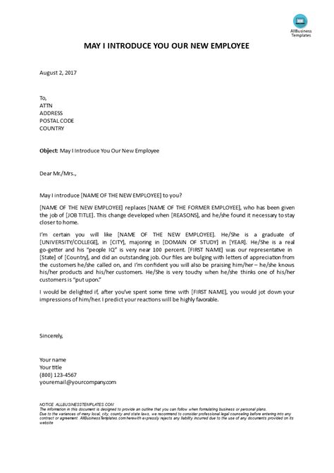 New Employee Introduction Letter Do you need a proper introduction